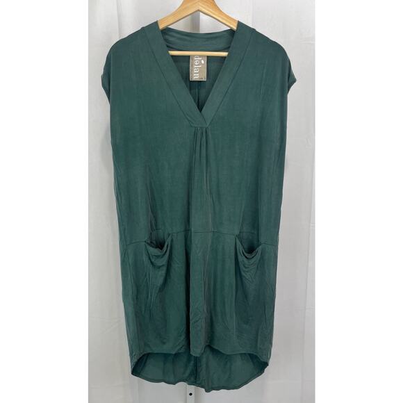 DOLAN Anthropologie Cap Sleeve V-Neck Tunic Dress Hi Low Green Petite S PS - Picture 9 of 9